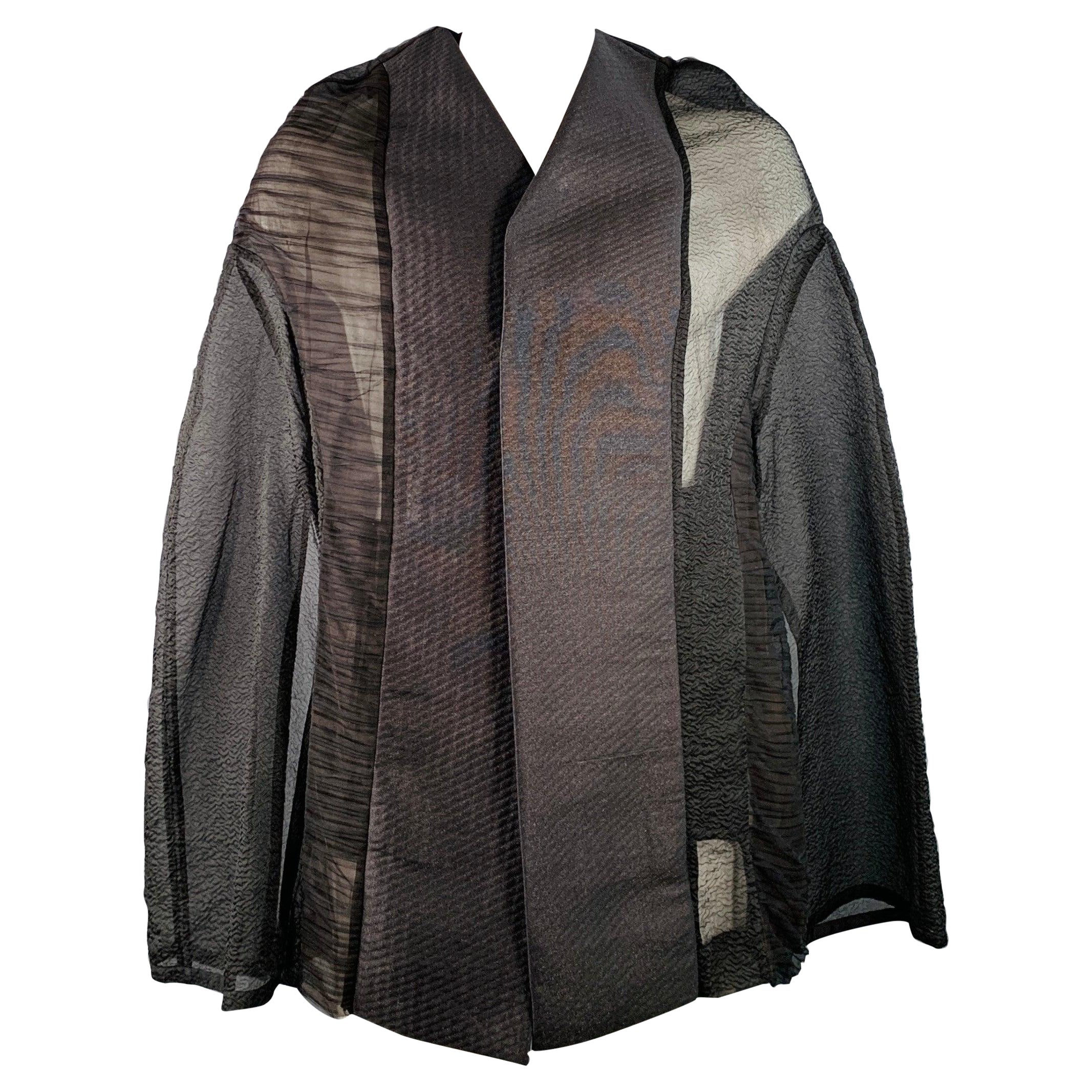 RICK OWENS SS18 DIRT Black Mixed Fabrics Patchwork Organza Snaps Cape For Sale