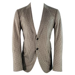 ARMANI COLLEZIONI Size M Black Cream Houndstooth Velvet Sport Coat