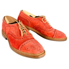 ALLEN EDMONDS Taille 7 Strandmok Red Perforated Suede Oxford Lace-Up Shoes