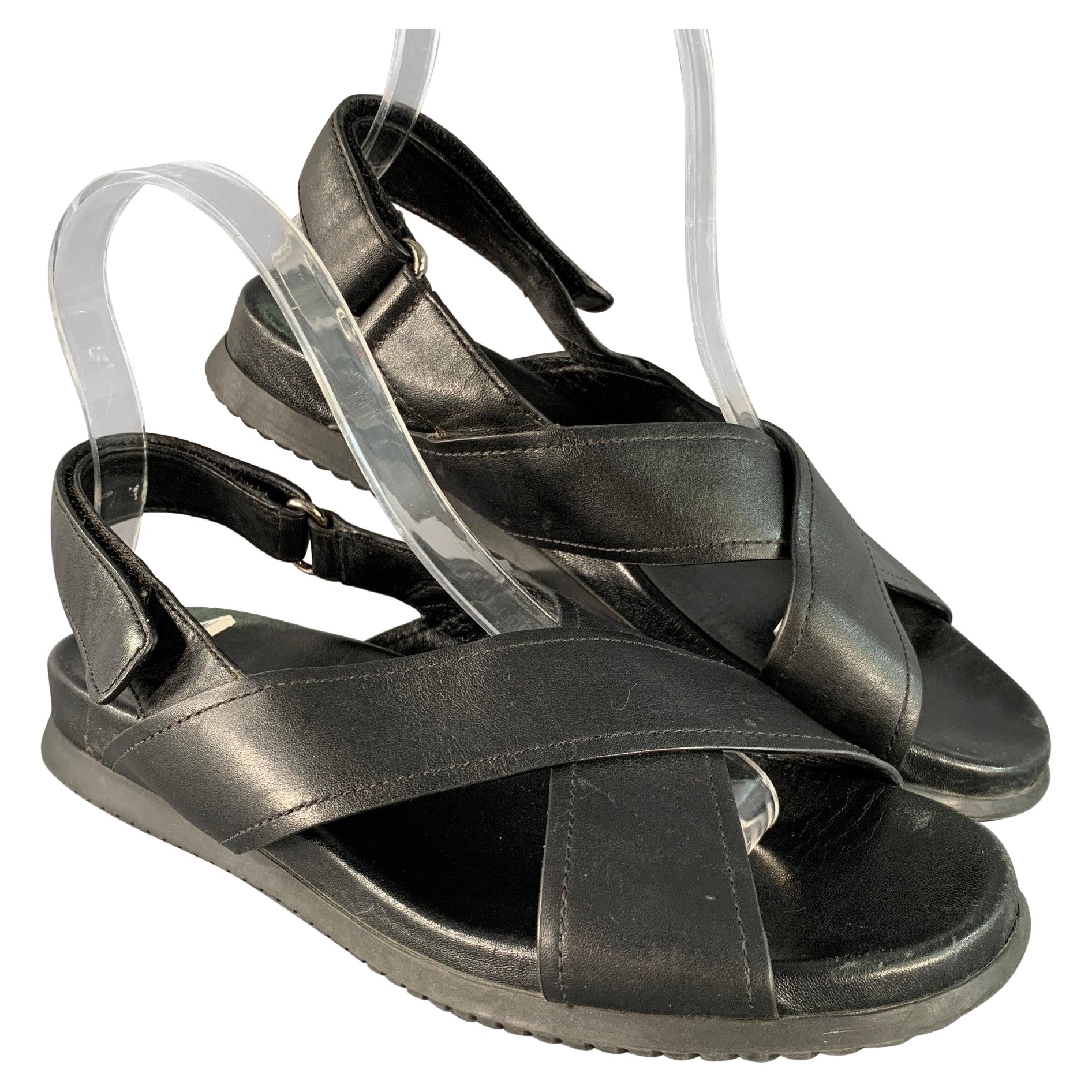 PRADA Size 8 Black Strappy Sandals For Sale