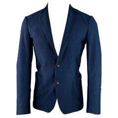 ARMANI COLLEZIONI Chest Size 40 Navy Textured Polyester Blend Sport Coat