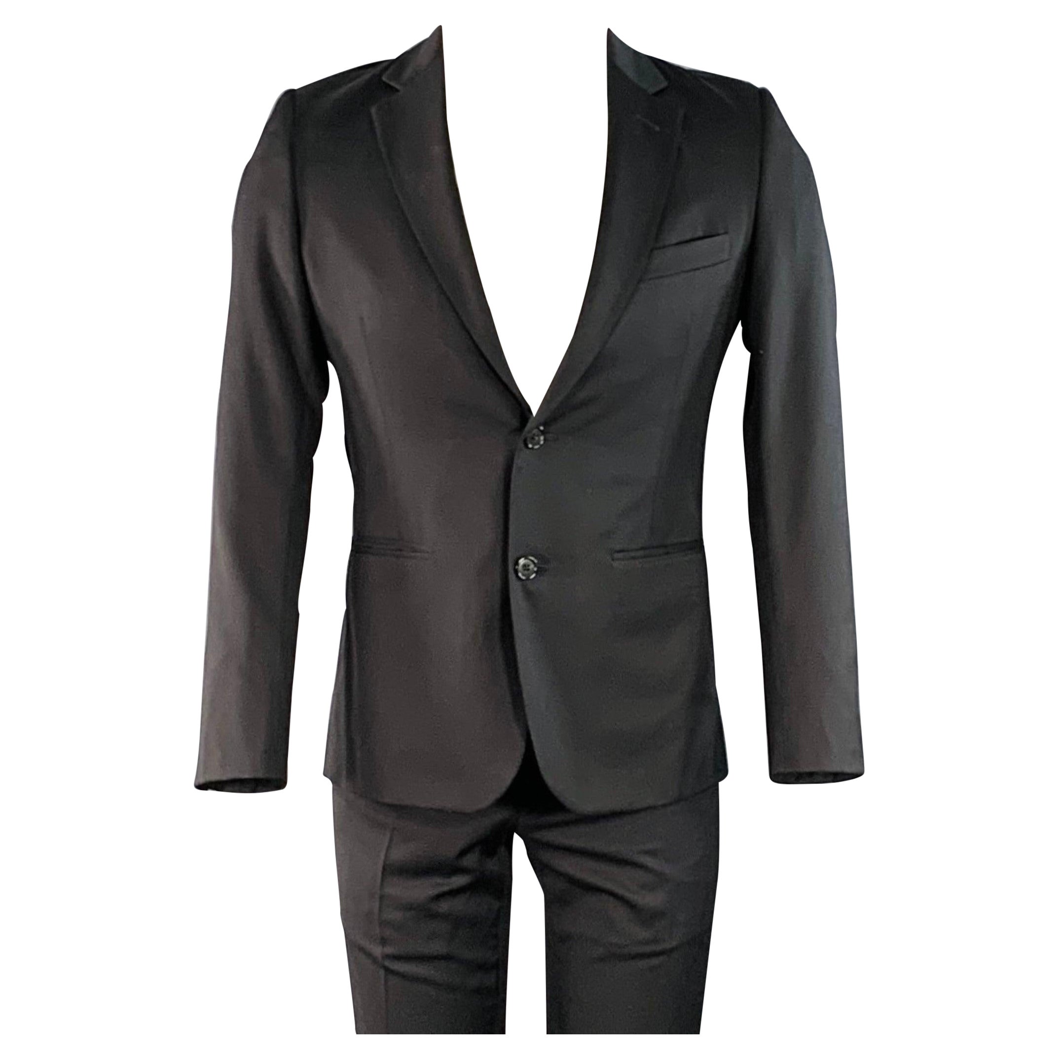BAND OF OUTSIDERS Costume à revers échancré en laine sergée noire Taille XS en vente
