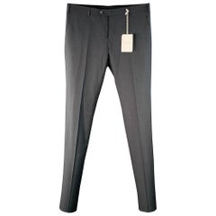 VALENTINO Taille 34 Pantalon habillé fuselé à devant plat en laine mohair gris anthracite