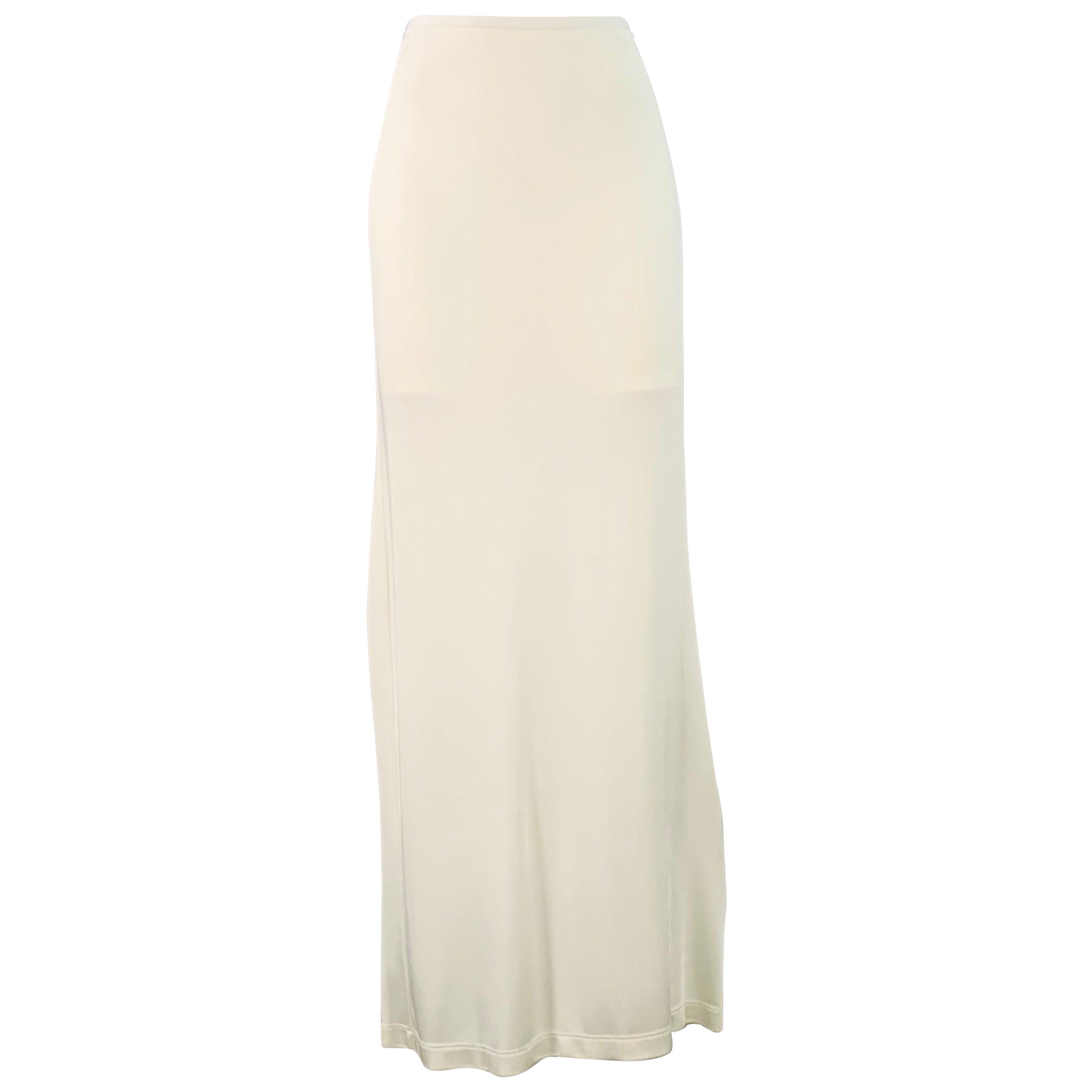 HELMUT LANG Size M Beige Jersey Elastic Waistband Long Maxi Skirt en vente