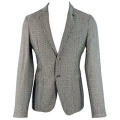ARMANI COLLEZIONI Size 40 Black White Textured Polyester Blend Sport Coat