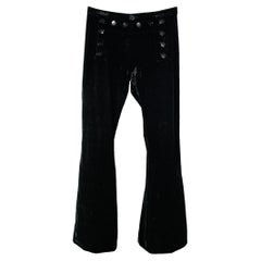 JEAN PAUL GAULTIER Size M Black Velvet Rayon Silk Blend Flared Dress Pants