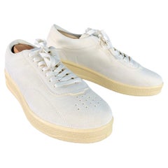 JIL SANDER Size 12 Natural Textured Suede Low Top Lace-Up Sneakers