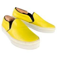 CELINE Größe 9 Gelb Leder Slip On Turnschuhe