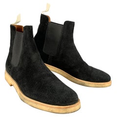 COMMON PROJECTS Size 11 Black Suede Crepe Sole Pull On Chelsea Ankle Boots