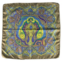 ETRO Multi Color Paisley Silk Pocket Square