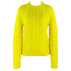 PHILOSOPHY di LORENZO SERAFINI Size S Yellow Cable Knit Crew Neck Sweater