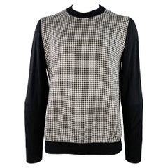 HUGO BOSS Size XL Black White Houndstooth Cotton Crew Neck Pullover