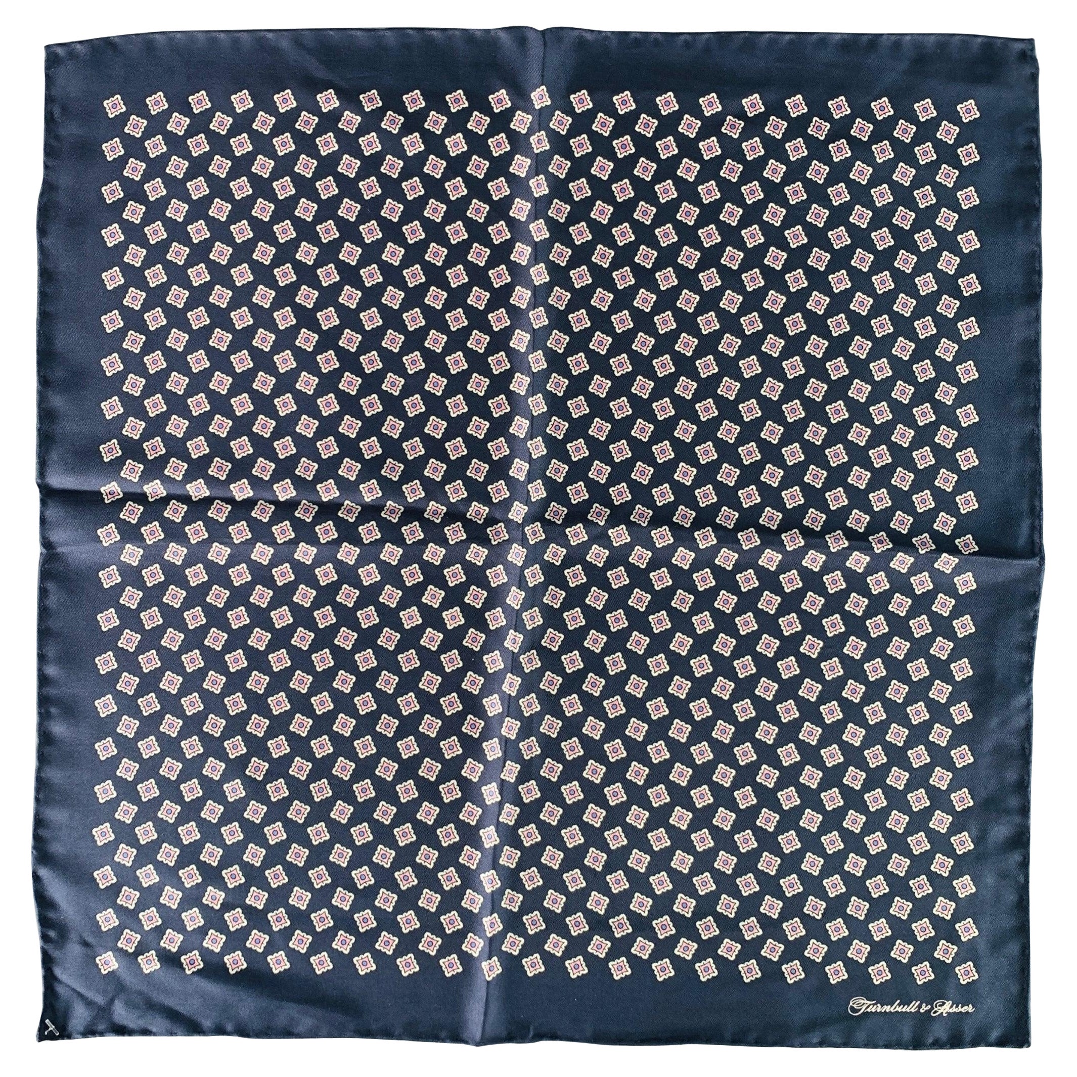 Turnbull & Asser Quadri di seta bianchi e blu navy