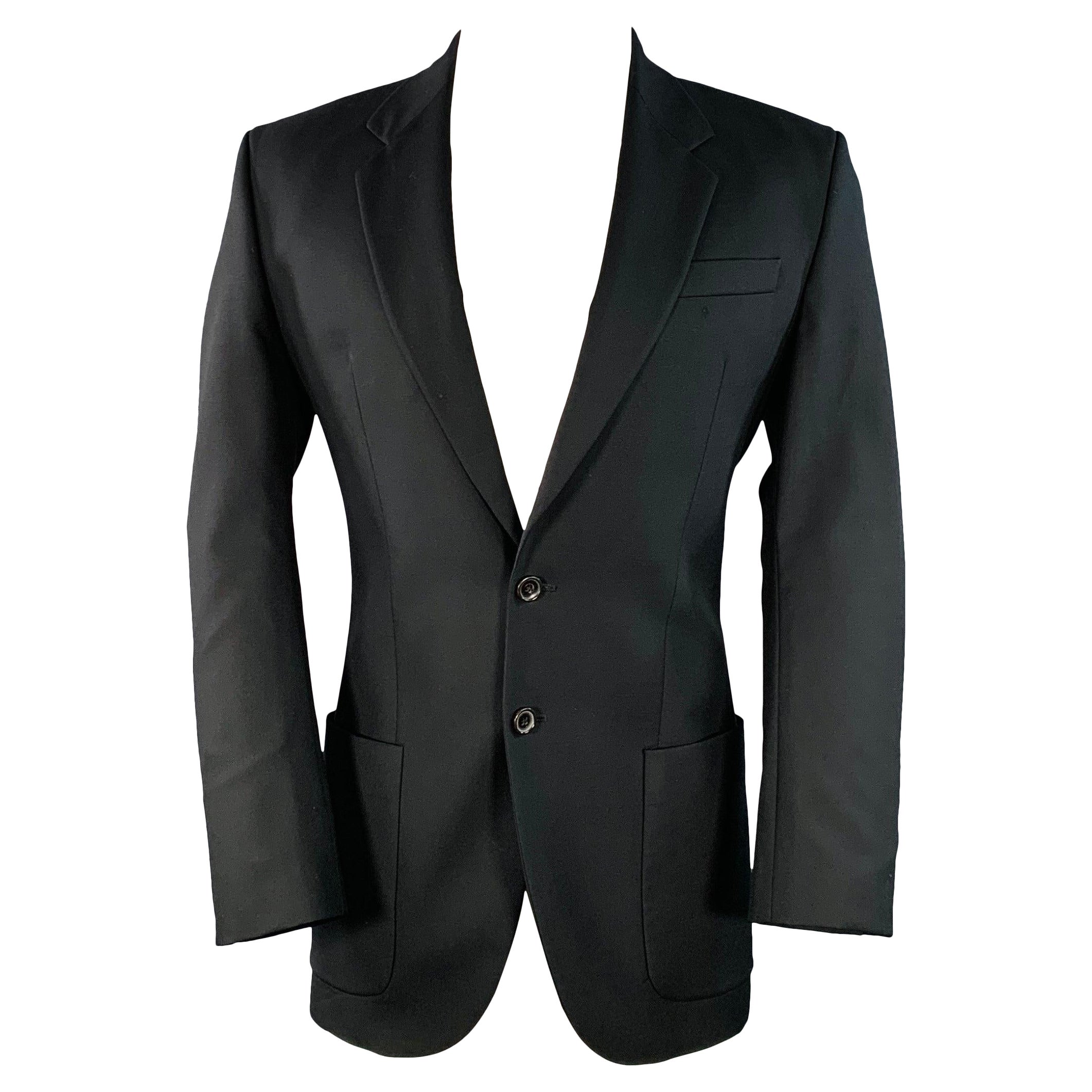 JOHN GALLIANO Size 40 Black Rhinestone Skull Virgin Wool Sport Coat For Sale