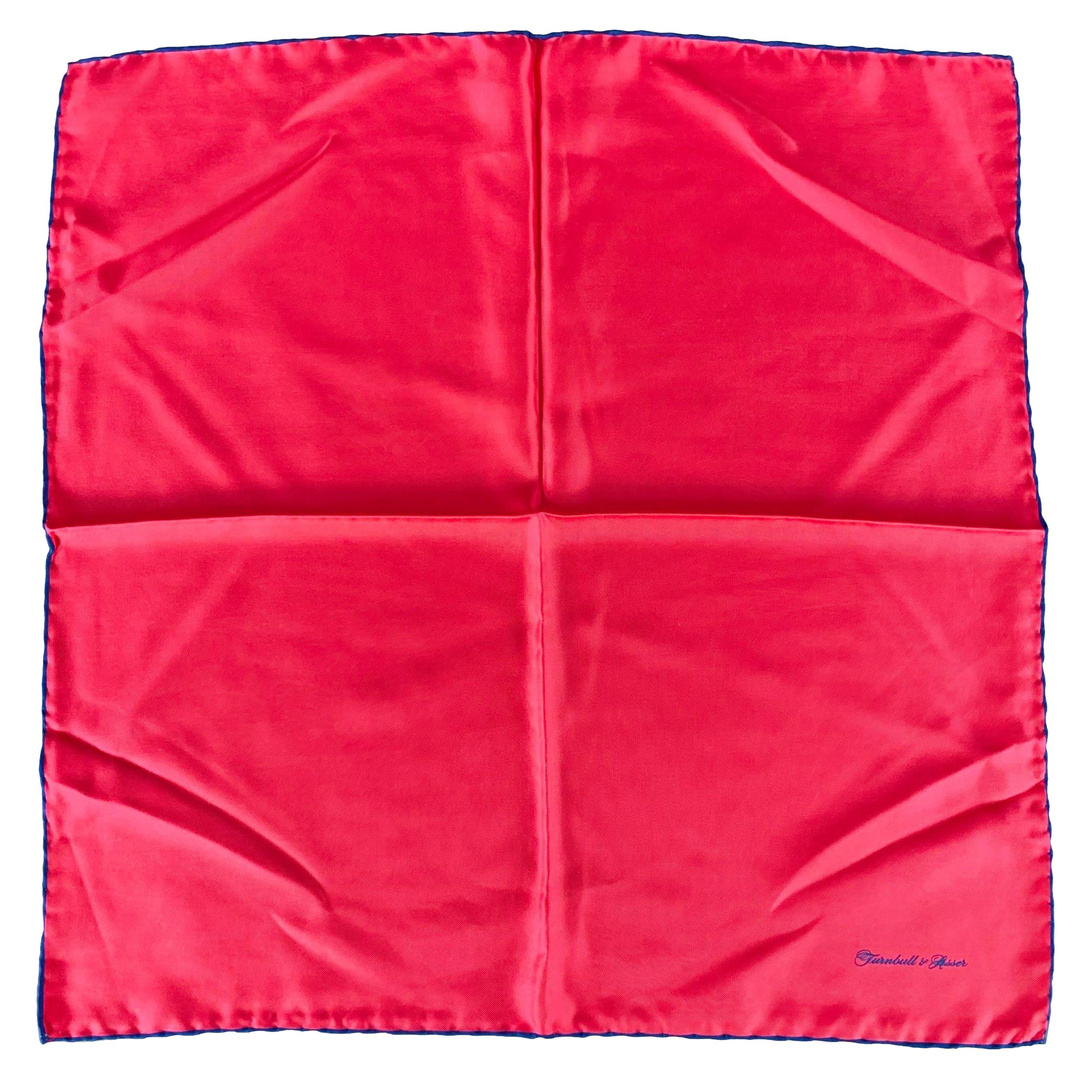Turnbull & Asser Piazza da taschino in seta firmata rosso-blu in vendita