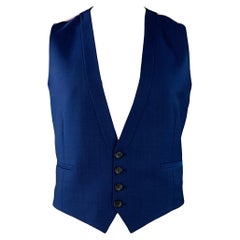 PAUL SMITH Size 44 Blue Pink Wool Mohair Single Breasted Collarless Vest