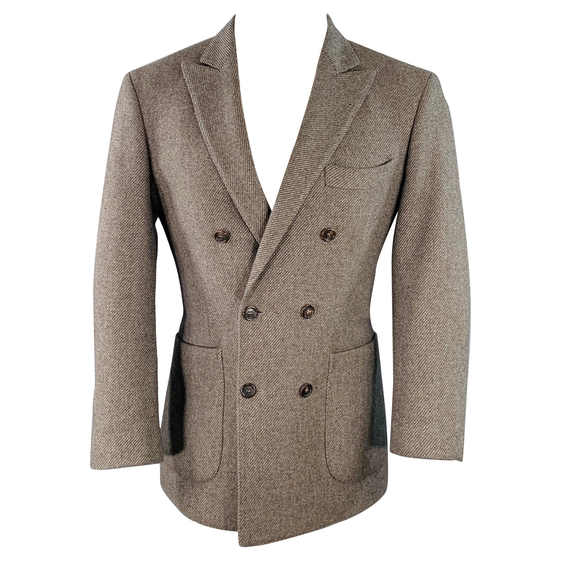 BRUNELLO CUCINELLI Size 38 Grey Light Grey Cashmere Double Breasted Sport Coat For Sale