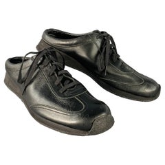 YOHJI YAMAMOTO Taglia 11 - Scarpe da ginnastica in pelle nere aperte sul retro