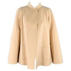 AGNONA Taille 4 Cardigan en cachemire beige à deux poches avec œillets et crochets