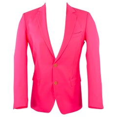 WALTER VAN BEIRENDONCK SS22 Size XS Pink Neon Twill Polyester Sport Coat