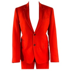 Givenchy FW12 Taille S Costume rouge en sergé de laine et coton à revers échancré
