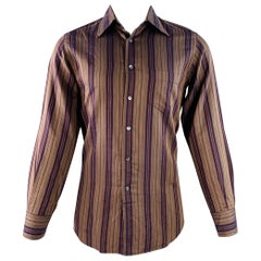 DOLCE & GABBANA - Camicia a maniche lunghe a righe marroni con un taschino - taglia S