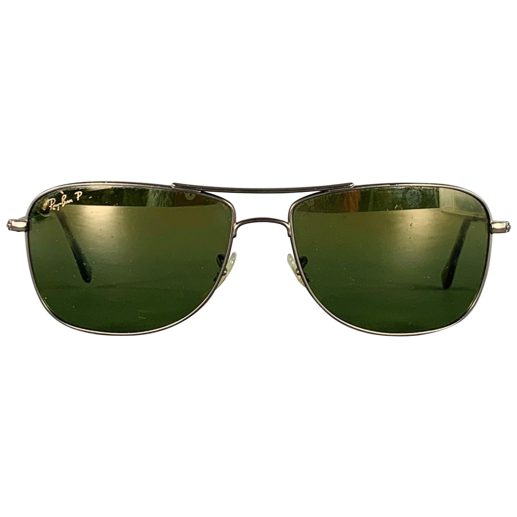 Ray-Ban Chromance Silver Metal Occhiali da sole Aviator quadrati polarizzati in vendita