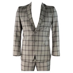 PAUL SMITH Taille 42 The Byard Regular Costume en laine à carreaux gris anthracite à revers échancré