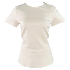 BRUNELLO CUCINELLI Größe M Creme Baumwollmischung Kurzarm Schößchen Casual Top