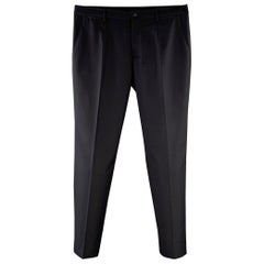 Dolce & Gabbana Taille 34 Navy Wool Silk Tapered Zip Fly Dress Pants
