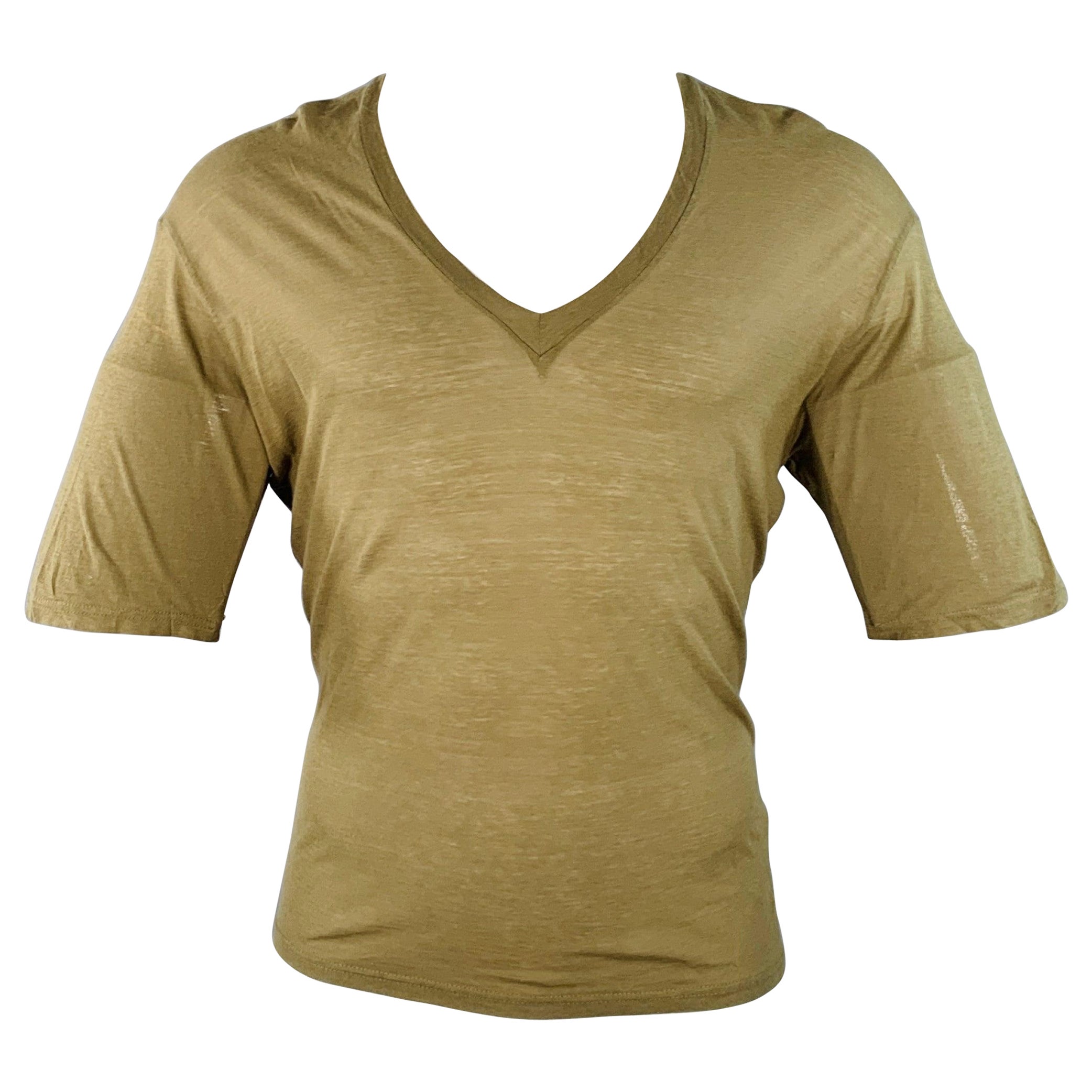 DSQUARED2 Taille S T-shirt col V en coton imprimé vert olive Hawaiian Chill en vente