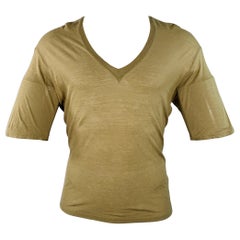 DSQUARED2 Taille S T-shirt col V en coton imprimé vert olive Hawaiian Chill