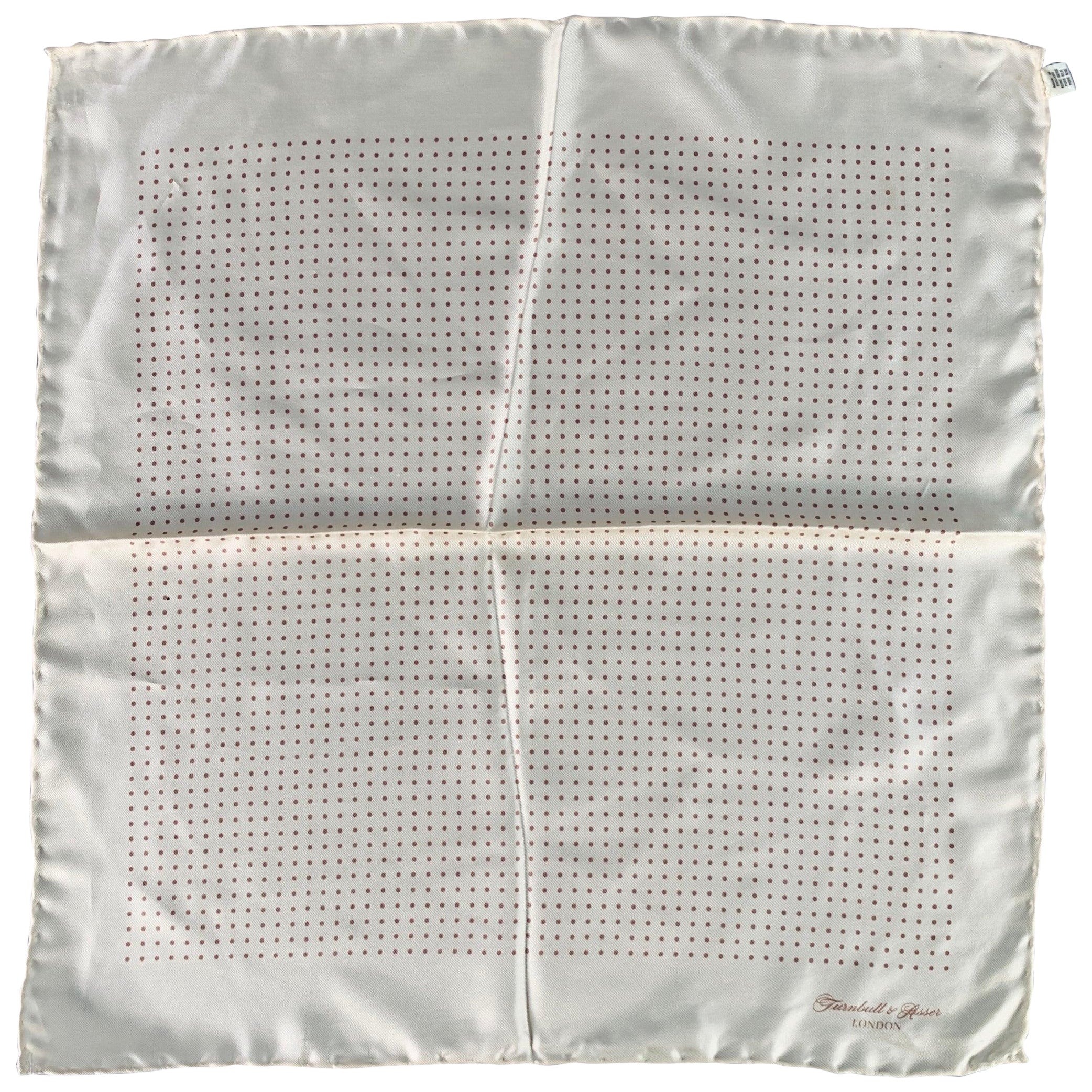 TURNBULL & ASSER Pañuelo de bolsillo de seda con lunares marrones amarillos
