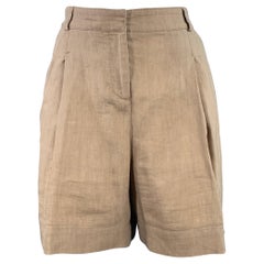 BURBERRY LONDON Größe 8 Braun Wolle Leinen Plissee Shorts