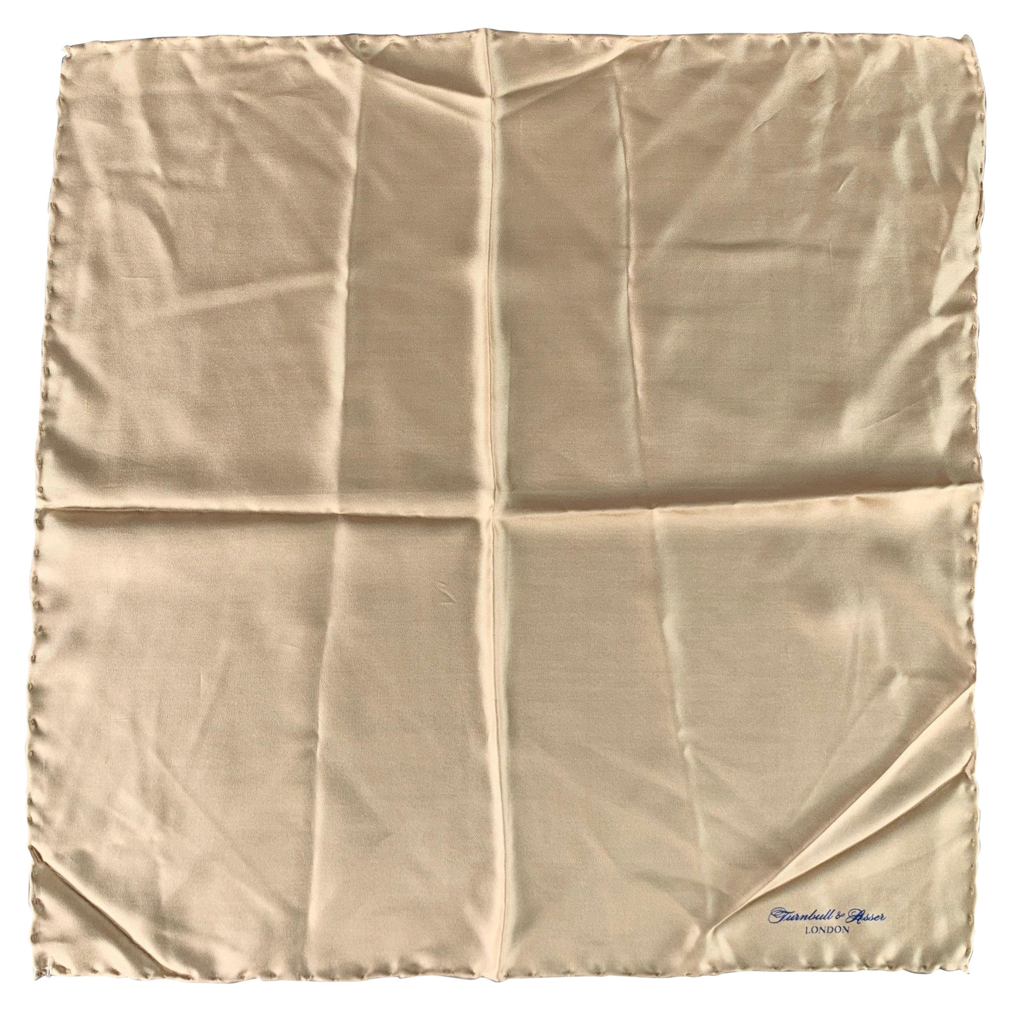 TURNBULL & ASSER Beige Signature Silk Pocket Square For Sale