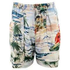 Short à fermeture éclair en coton Twill hawaïen tropical Taille 30 VALENTINO