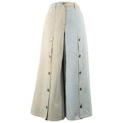CHANEL Size 10 Blue Grey Cotton Button Up Wide Leg Casual Pants