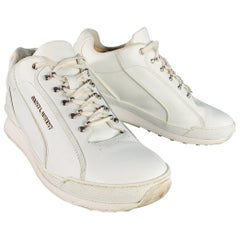 SAINT LAURENT Taglia 9 Scarpe da ginnastica basse in pelle bianca con lacci e cinture di sicurezza