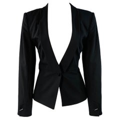 GIORGIO ARMANI Size 8 Black Virgin Wool Shawl Collar Jacket Blazer