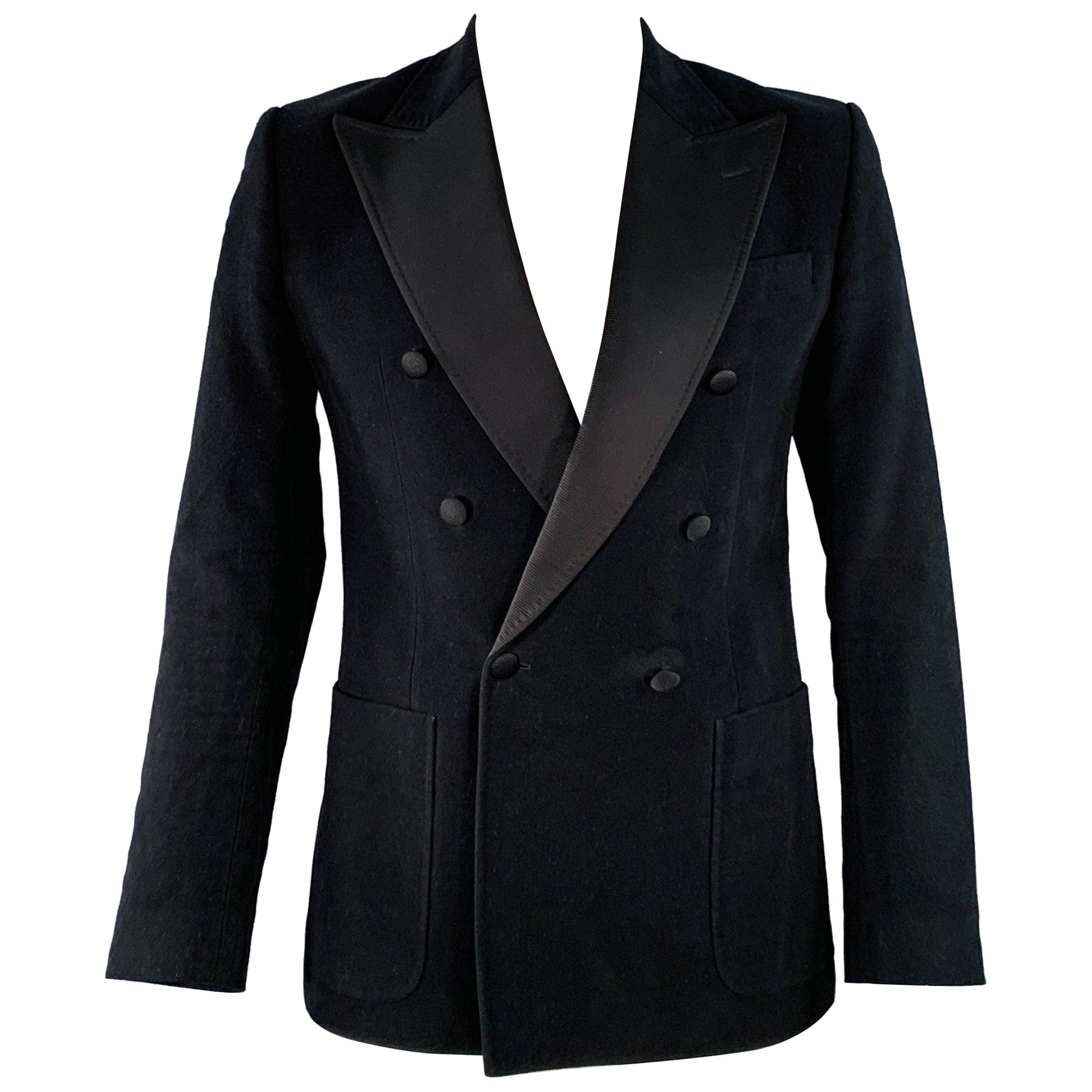 DOLCE & GABBANA Size 42 Black Moleskin Cotton Blend Sport Coat For Sale