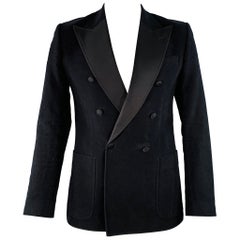 DOLCE & GABBANA Size 42 Black Moleskin Cotton Blend Sport Coat