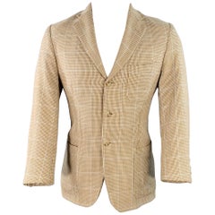 RALPH LAUREN Size 40 Brown Beige Plaid Cotton Notch Lapel Sport Coat