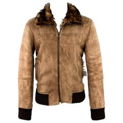 DOLCE & GABBANA Taille 40 Veste zippée en cuir de chevreuil marron vieilli Up&Up