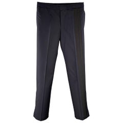 VALENTINO Size 30 Navy Black Wool Mohair Drawstring Waistband Casual Pants