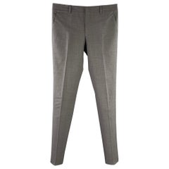 PRADA Taille 30 Pantalon Slim Tapered en laine grise avec braguette à boutons