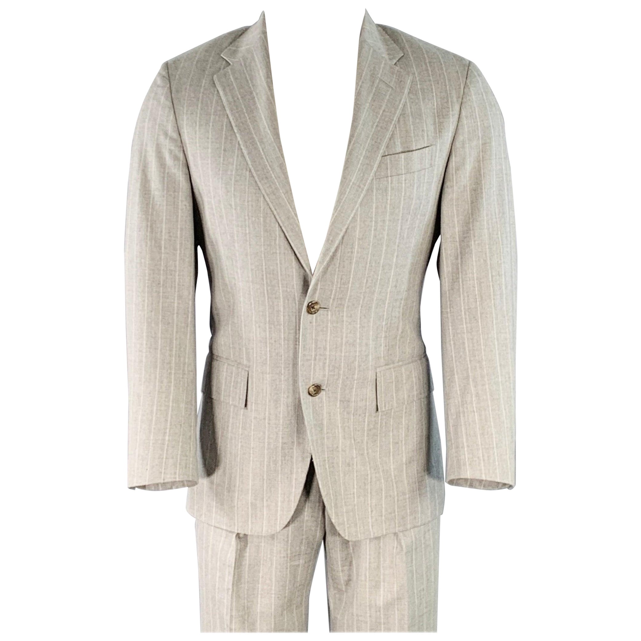 RALPH LAUREN Taille 38 Regular Costume en laine gris clair à revers échancré en vente