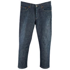 Gucci Taille 28 Blue Contrast Stitch by Stitch Cotton Straight Button Fly Jeans