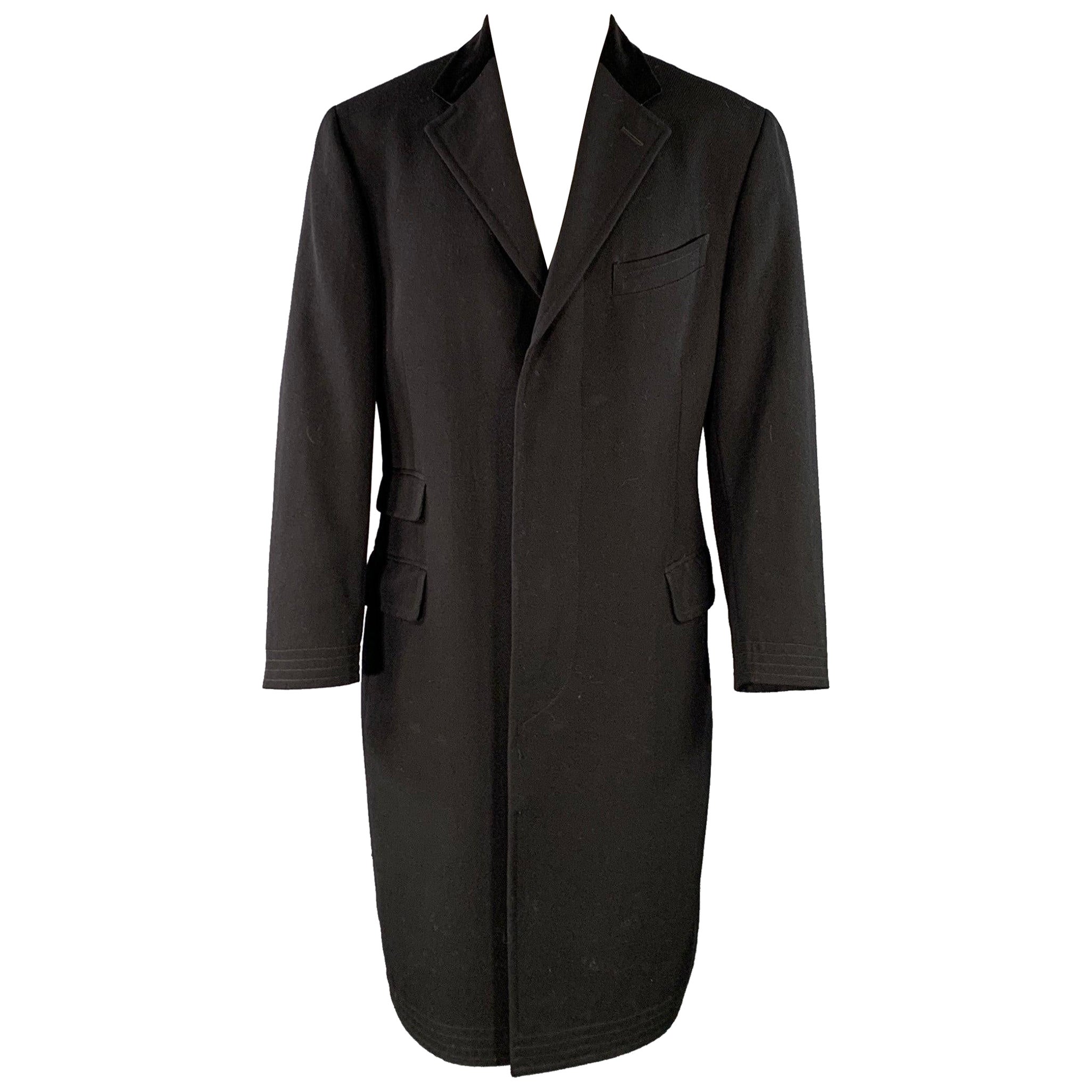 RALPH LAUREN Taille 38 Laine velours noir bordé de boutons cachés à revers échancré Coates en vente