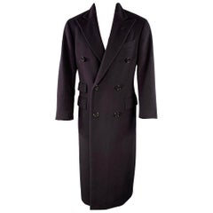 RALPH LAUREN Taille 38 Navy Cashmere Double Breasted Peak Lapel Coat