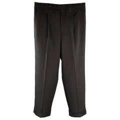 DOLCE & GABBANA Taille 32 Pantalon habillé plissé à rayures en laine mélangée noire, marine et grise